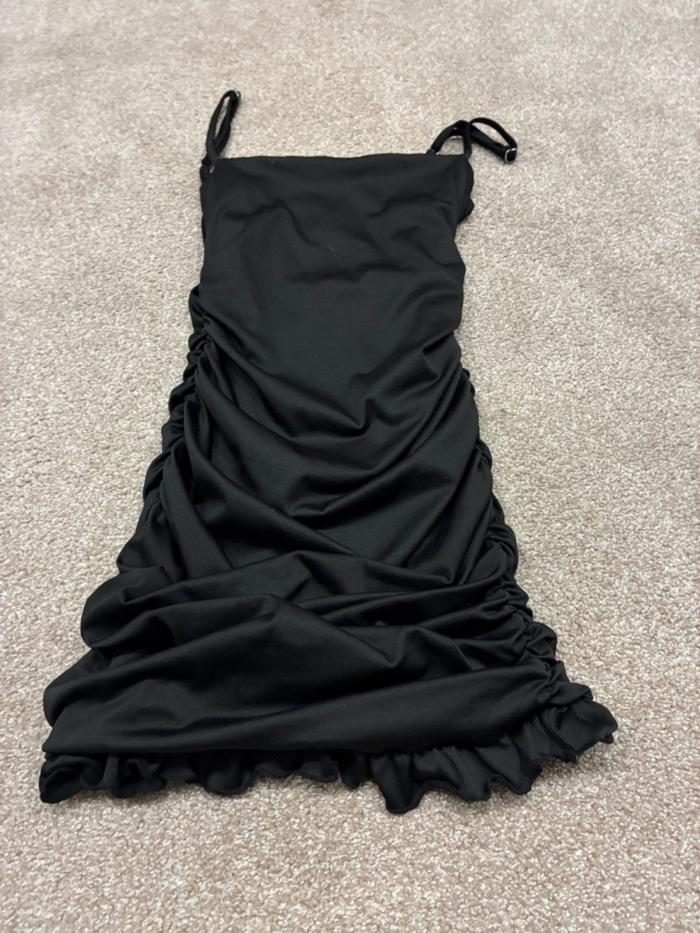 Black Ruched Slip Dress -  Women